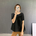 Pleated Summer Niche Design T-Shirt Loose Irregular Short-Sleeve Top for Women