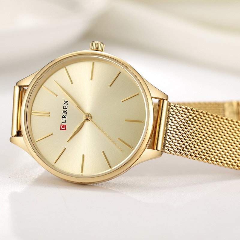 CURREN Women's Watches Luxury Wristwatch Clock for Women Milanese Steel Lady Rose Gold Ladies Watch