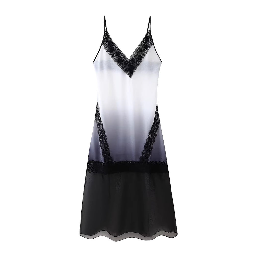 V-neck sleeveless tie dye camisole long dress for women