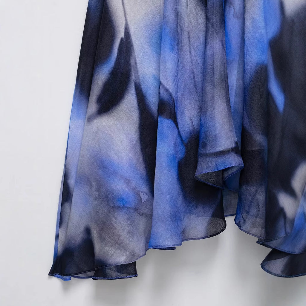 V-neck sleeveless camisole printed A-line dress for women