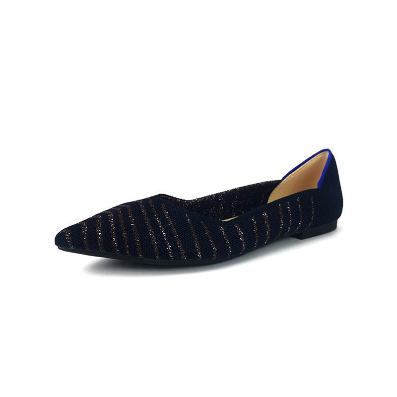 New Knitted Knitted Shoes Foreign Trade Cross border Leopard Pattern Flying Weaving Chicken rolls Shoes Doudou Shoes Princess Shoes
