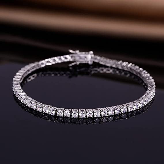 S925 sterling silver electroplated zircon tennis bracelet bracelet