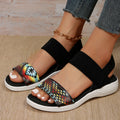 Elasticated striped fish-mouth flat casual shoes