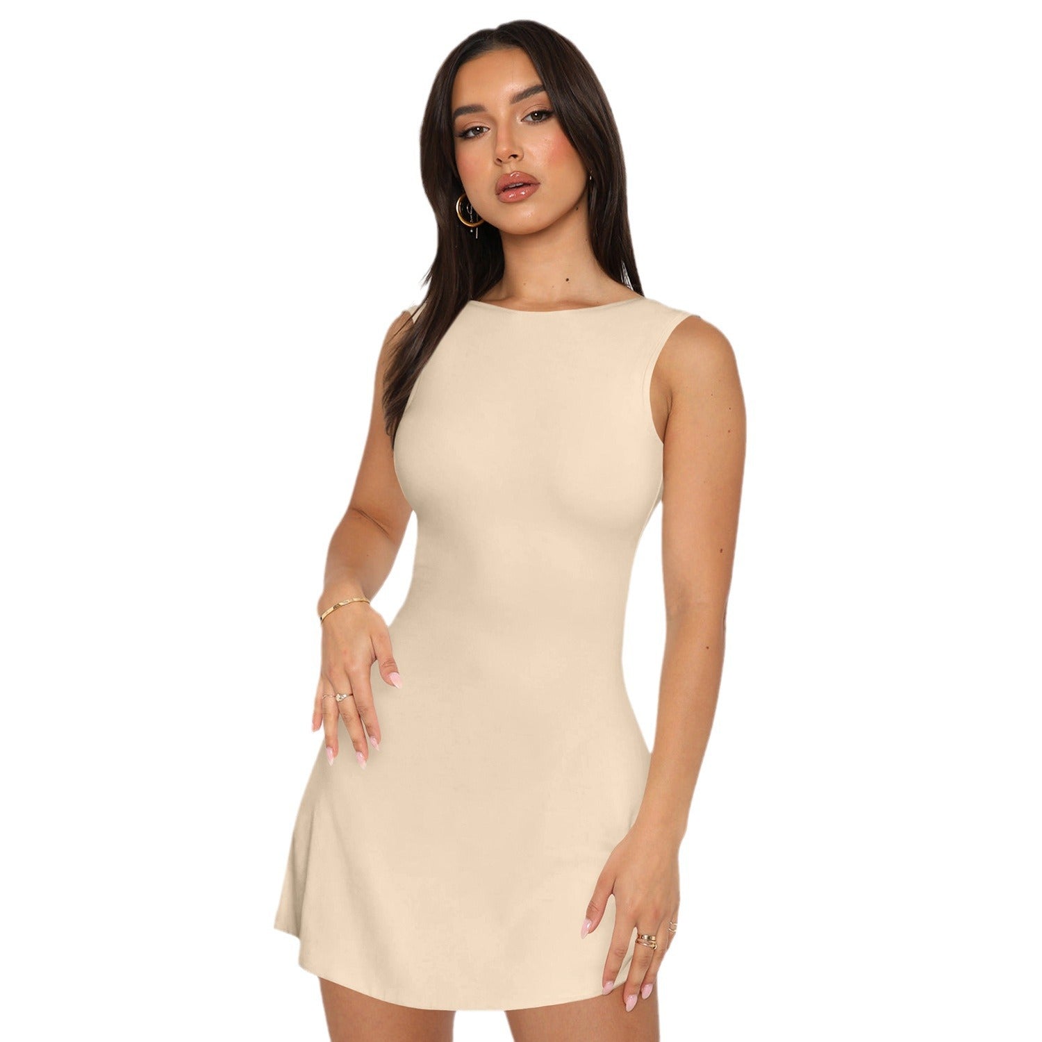 Women's Summer Backless Pure Desire Style A-line Sleeveless Elegant Dress