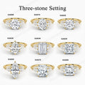 Fashion Luxury Three-Stone Diamond Ring 1 Carat Wedding Ring S925 Sterling Silver Plated 18K Gold Lab-Grown Diamond Ring for Women
