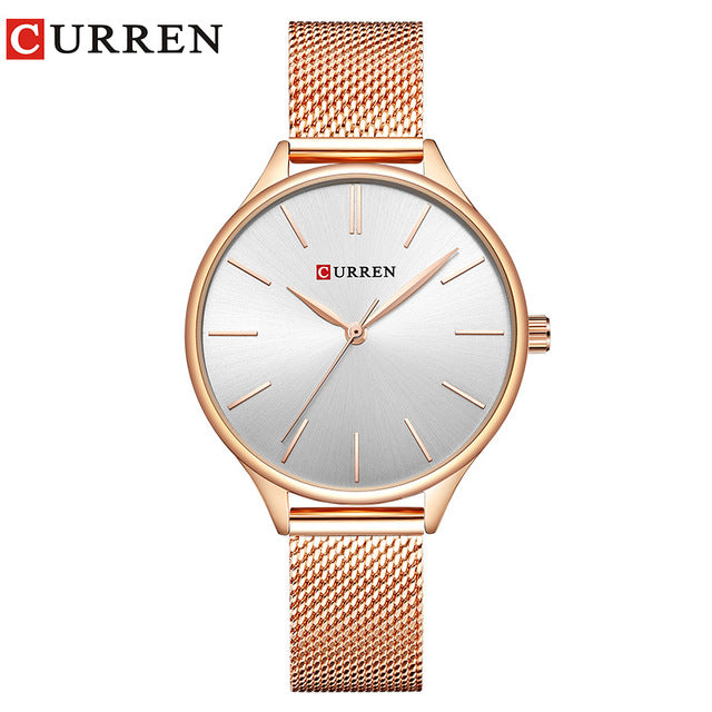 CURREN Women's Watches Luxury Wristwatch Clock for Women Milanese Steel Lady Rose Gold Ladies Watch