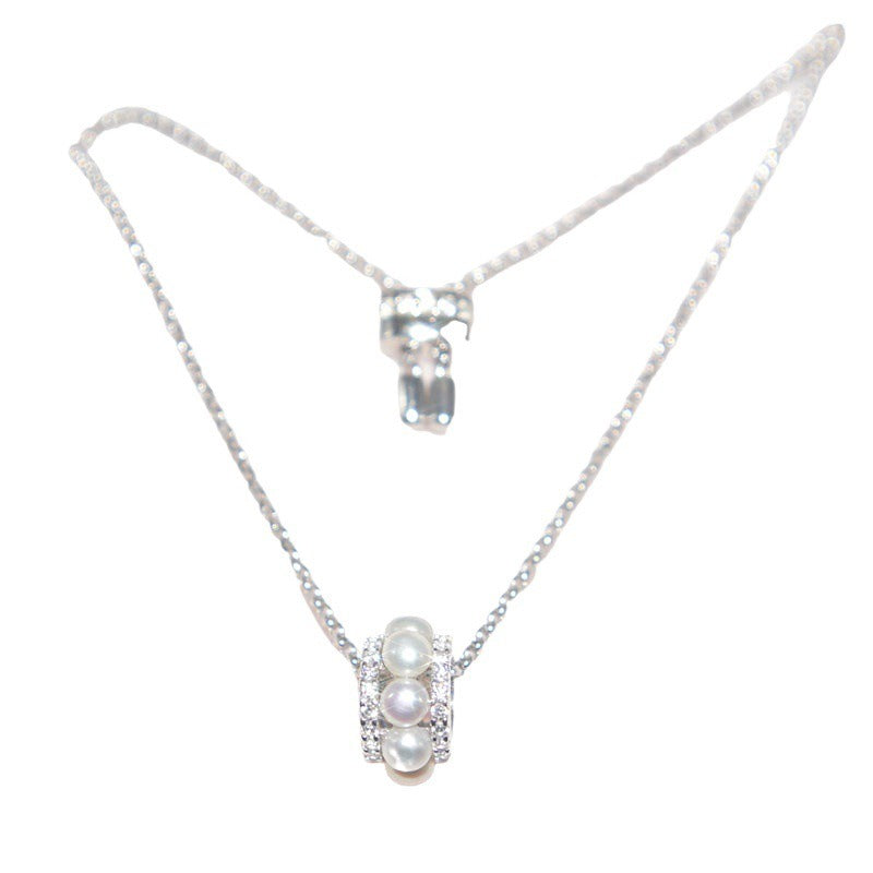 S925 Sterling Silver Necklace Women Set Diamond Small Waist Pearl Collar Chain Temperament Anti allergic Trend ins