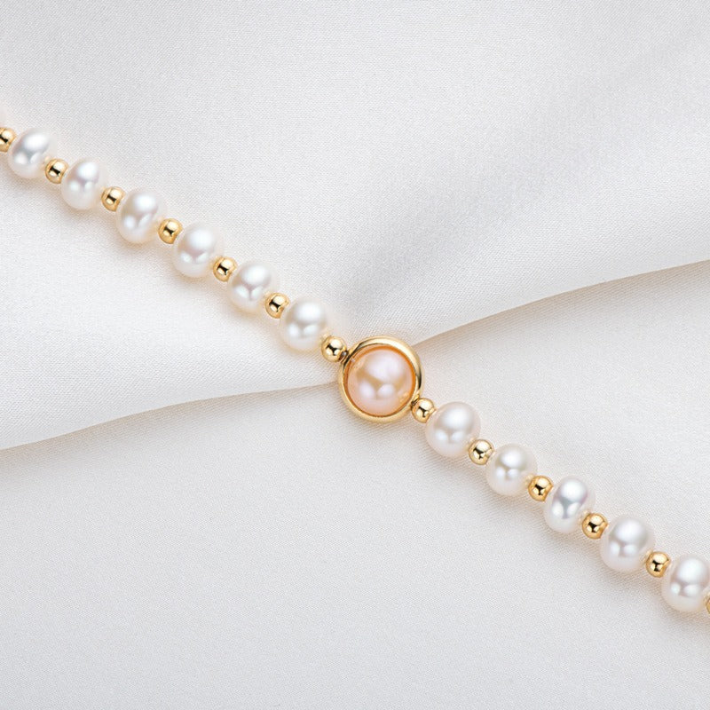 Small Design Luxury and Premium 14K Gold Wrapped Pearl Bracelet Women's Natural Freshwater Pearl Jewelry