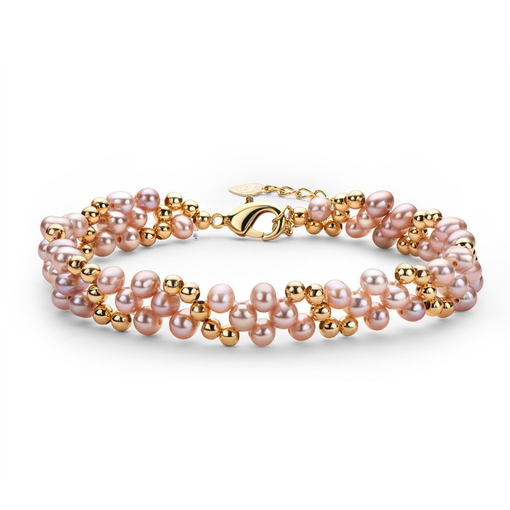 Small Design Luxury and Premium 14K Gold Wrapped Pearl Bracelet Women's Natural Freshwater Pearl Jewelry
