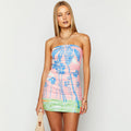 Printed strapless dress
