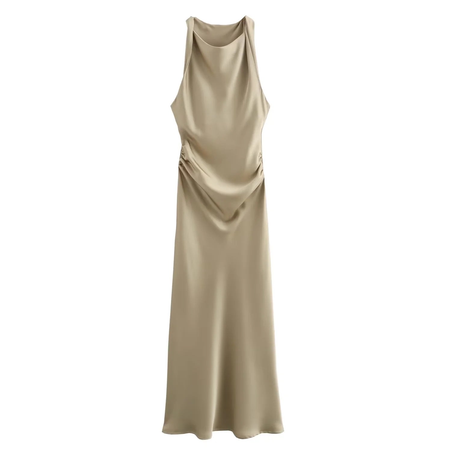 Sleeveless pleated slim fit vest long skirt