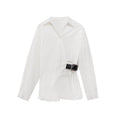 Women's waist-cinched long-sleeved shirt