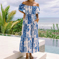 One Shoulder Multi-Way Pocket Maxi Dress with Flared Skirt