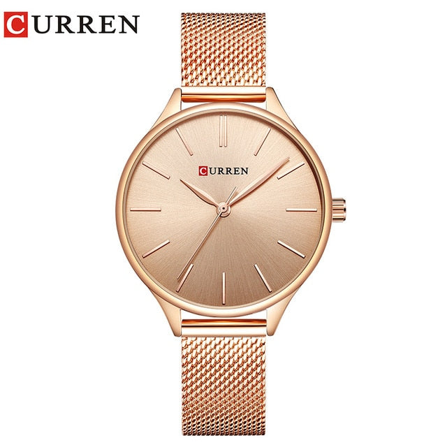 CURREN Women's Watches Luxury Wristwatch Clock for Women Milanese Steel Lady Rose Gold Ladies Watch