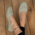 Large size flying knit single shoes for women, new spring and autumn collection, round toe, low heel, lazy casual mother shoes