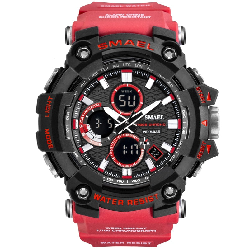 SMAEL 1802D Sport Watch Dual Time Men Watches 50m WaterproofMale Clock  Military Watches for Men  Shock Resisitant Sport Watches Gifts
