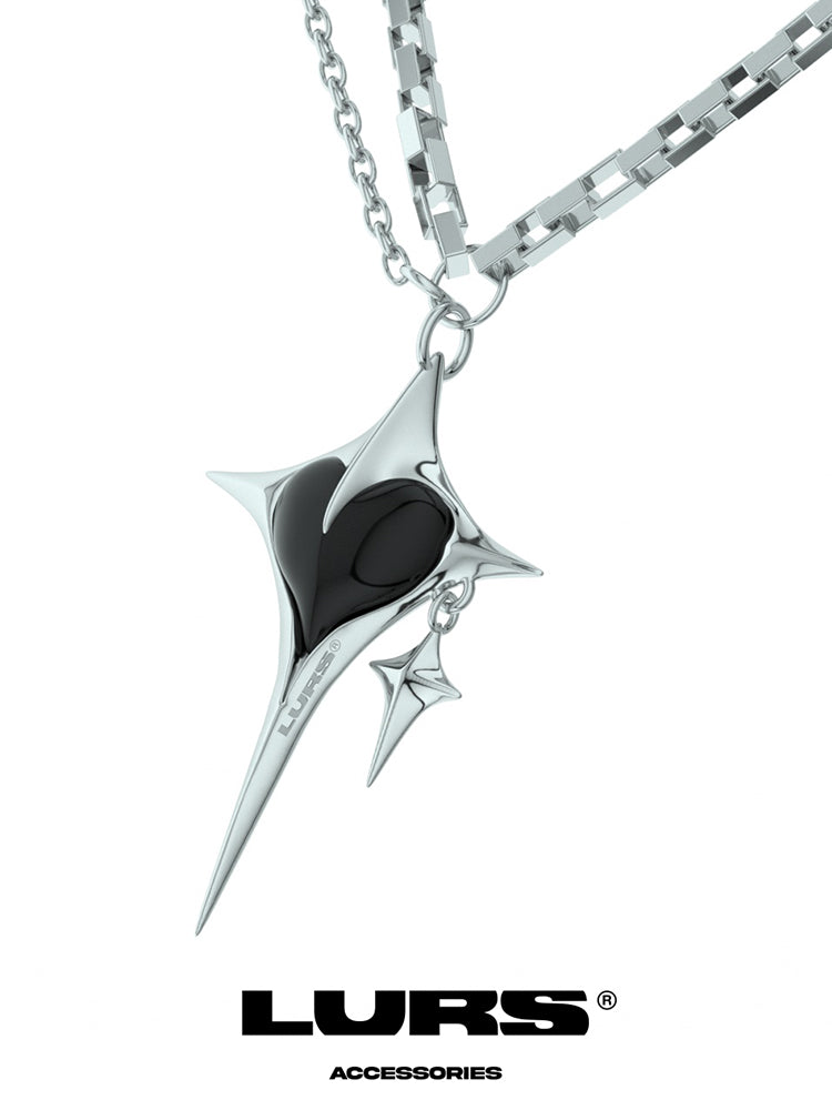 Niche Cross Structure Enamel Love Double-Layered Necklace Ins Trend Sweet Cool Necklace