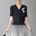 Short sleeved pleated cardigan for women