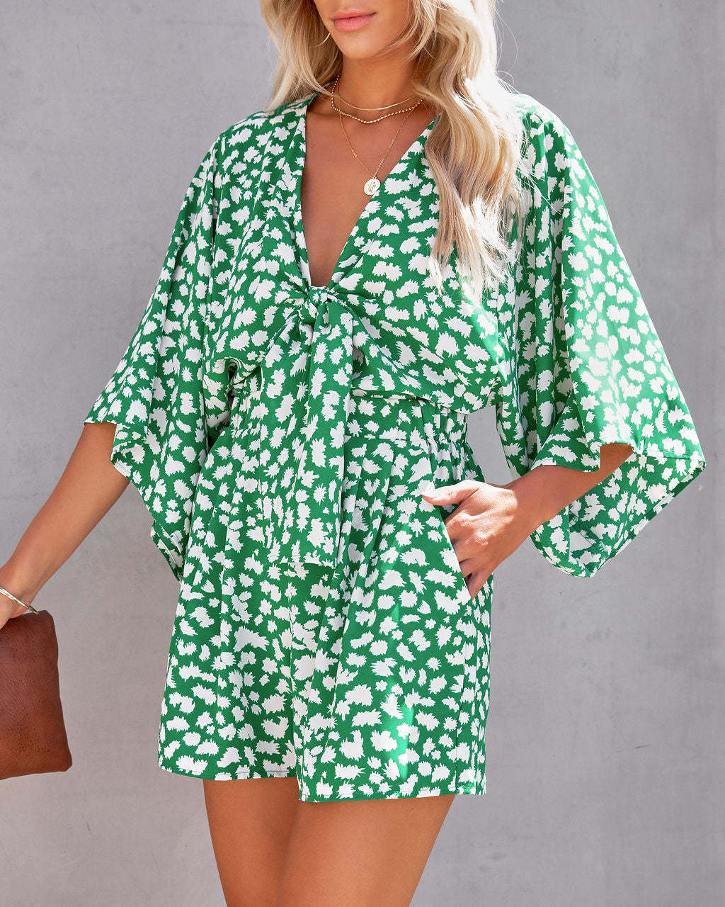 Sexy V-neck Tied Loose Jumpsuit Women's Home Resort Style One-piece Clothing