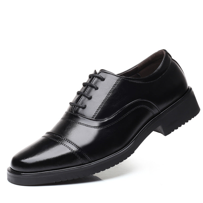 Business formal men's three-pointed captain standard leather shoes, black security casual shoes