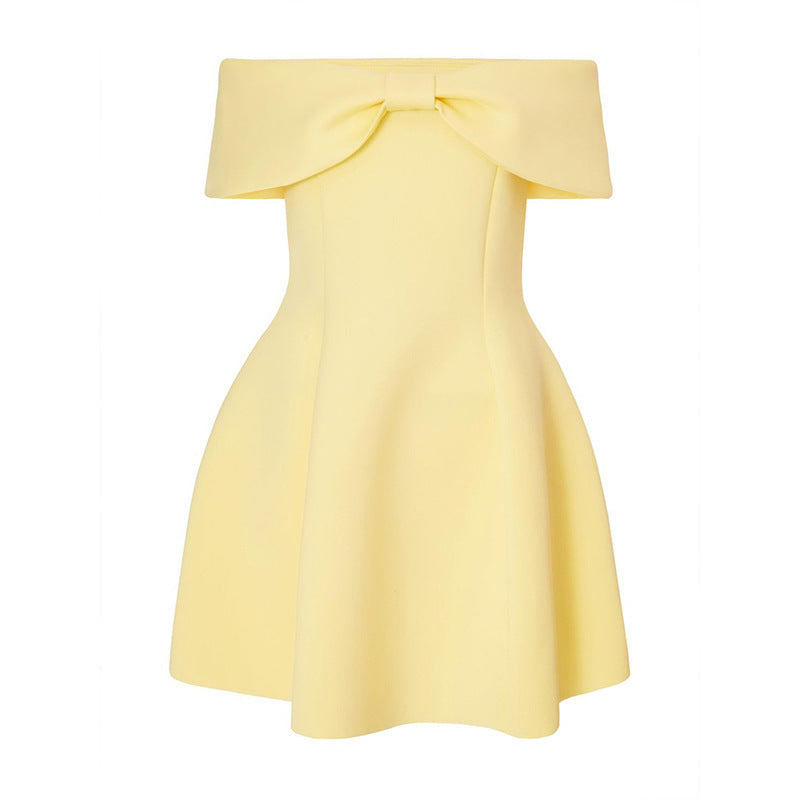 Spring and Summer Evening Dress Women's Princess One-Shoulder Solid Color Elegant Slim Dress