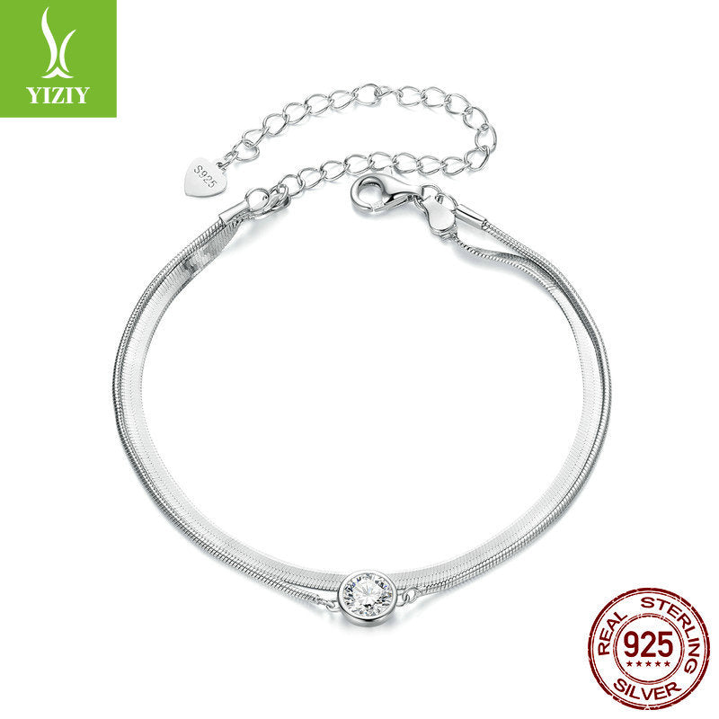 Silver Charm New 50 Point Sparkling Moissanite Double Layer Bracelet Simple, Light Luxury, High Grade S925 Sterling Silver Bracelet