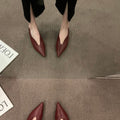 Niche French pointed-toe shallow-mouth single shoes, retro low-heeled slim wedding shoes, witch shoes