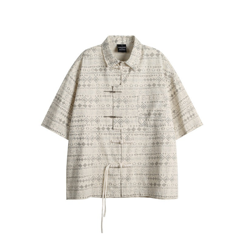 Short sleeved loose fitting shirt