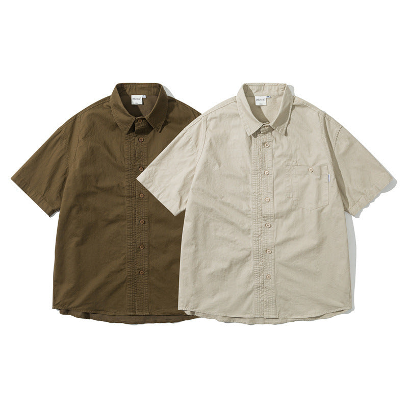Loose casual workwear shirt men's shirt short sleeved