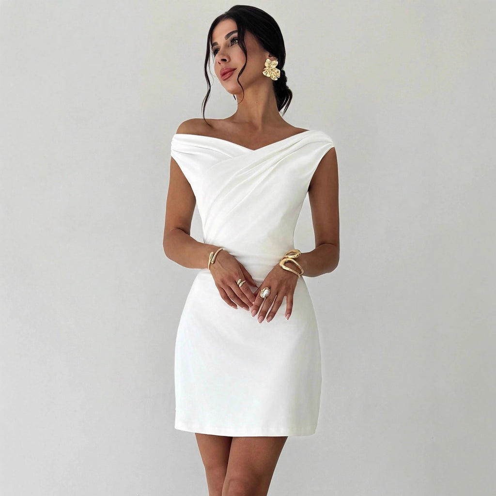 Irregular cross collar patchwork sleeveless double-layer slim fit jumpsuit