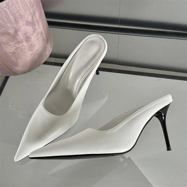 Eilyken Spring Fashion Gold Silver Pointed Toe Women Slippers Sexy Thin Heels Sandals Stripper Banquet Mule Female Shoes