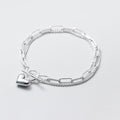 Colusiwei High-Quality 925 Sterling Silver Romantic Hearts Double Layer Chain Geometric Bracelet Bangle for Women Fine Jewelry