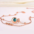 925 Sterling Silver Double Beaded Big Anklet Korean Edition Ocean Heart Small Fish Feet Rose Gold Plated Jewelry