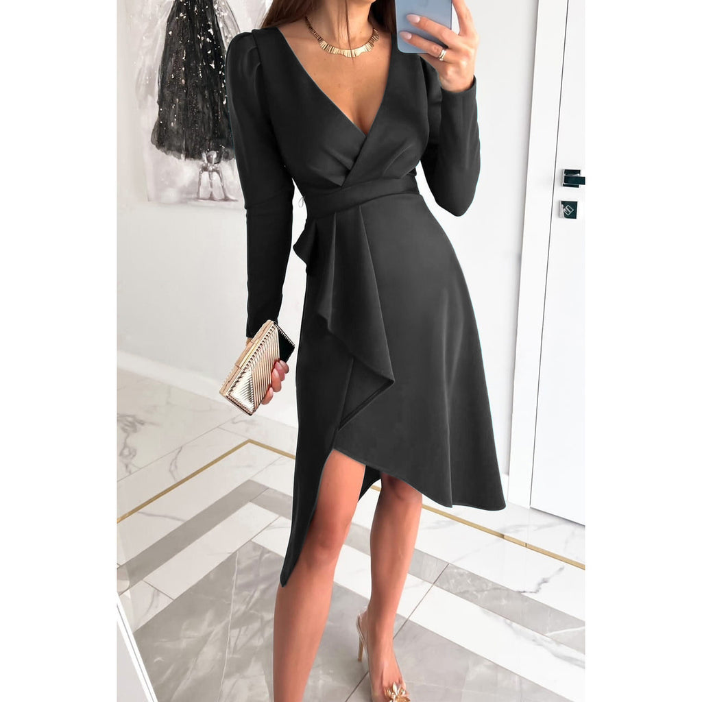 Casual Long Sleeve Dress INS Fashion Women's Party Zipper Dress