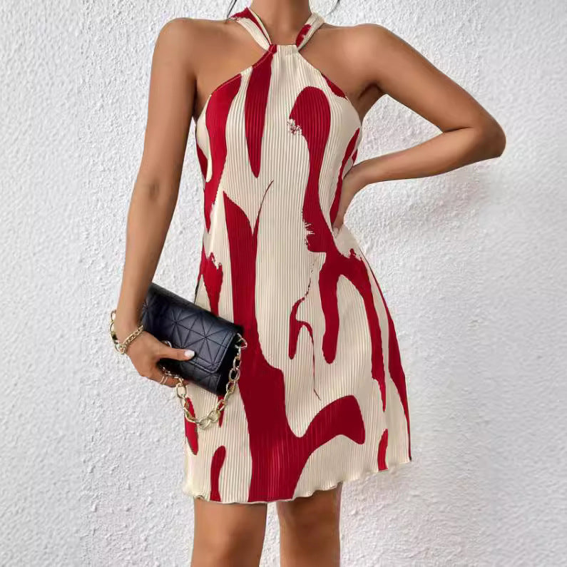 Elegant Strapless Printed Casual Dress for Women
