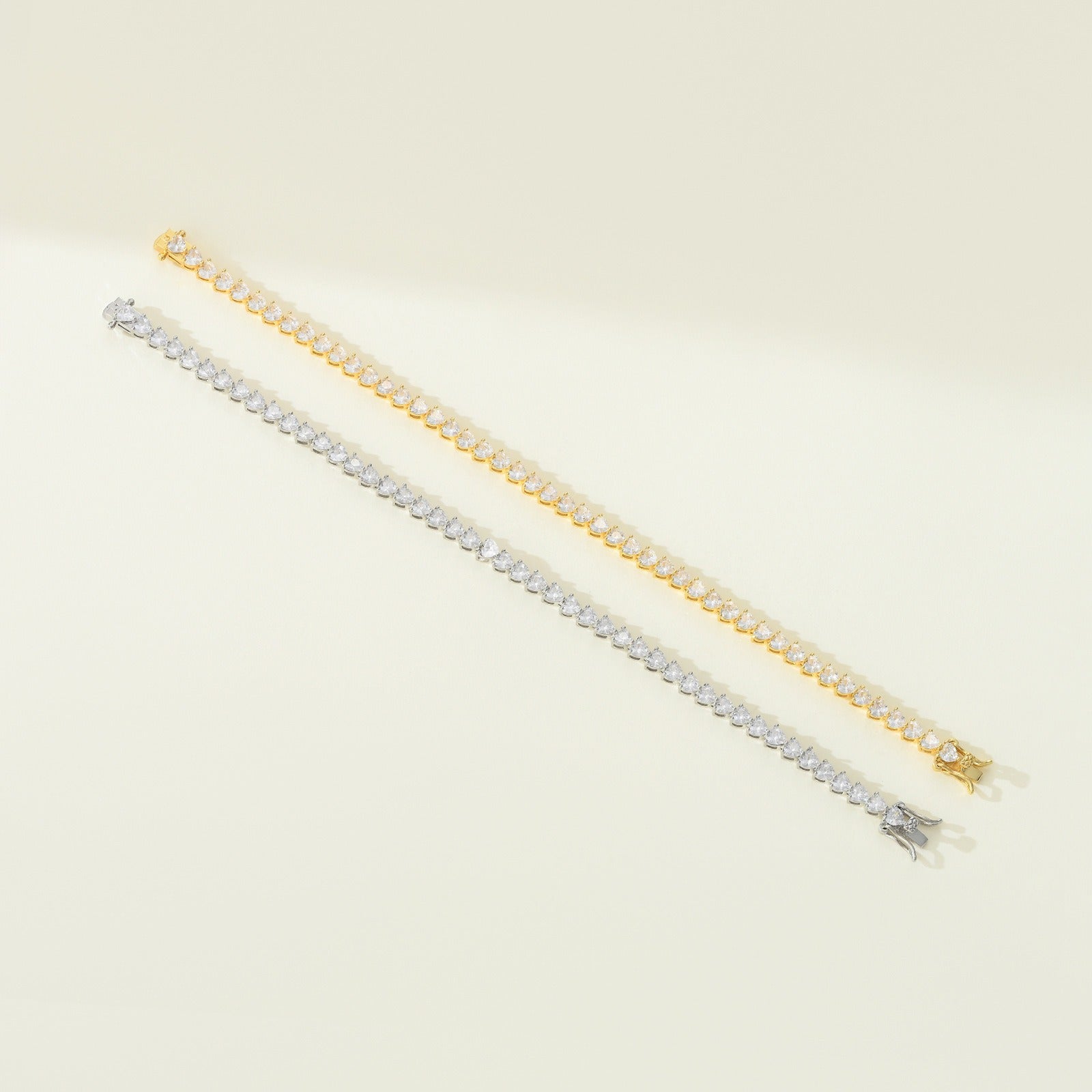 Women's tennis chain 5mm three-prong heart-shaped men's tennis bracelet hip-hop single row chain jewelry batch