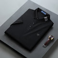 Men's Ice Silk Short-sleeved T-shirt with Lapel Collar for Summer, Business Casual Men's Wear, Father's Day Gift