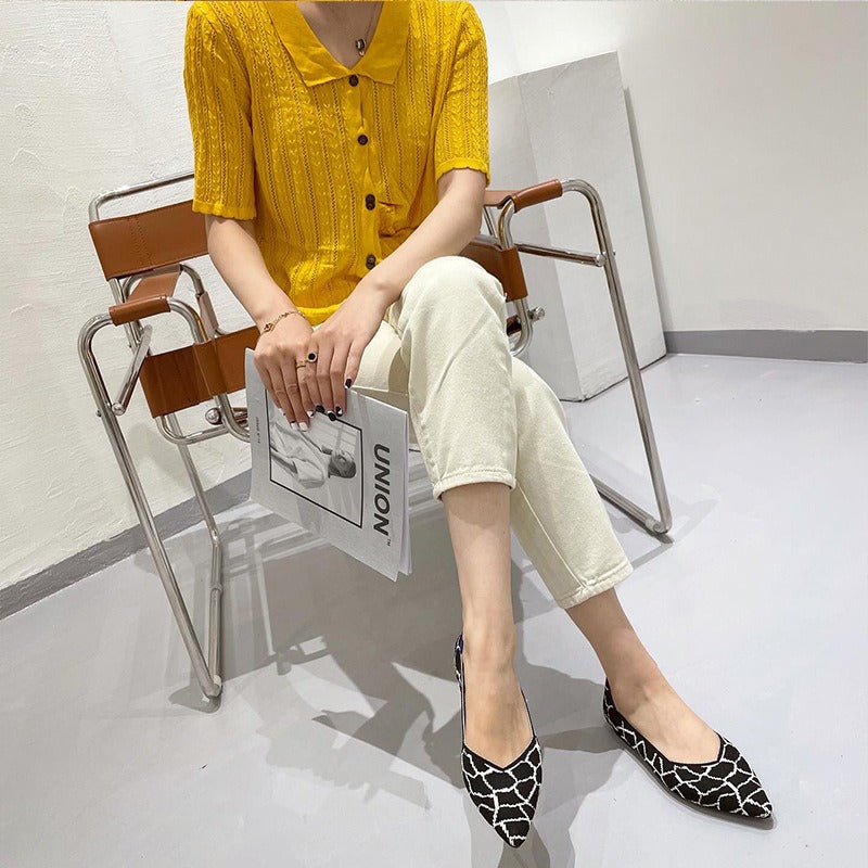 New Knitted Knitted Shoes Foreign Trade Cross border Leopard Pattern Flying Weaving Chicken rolls Shoes Doudou Shoes Princess Shoes