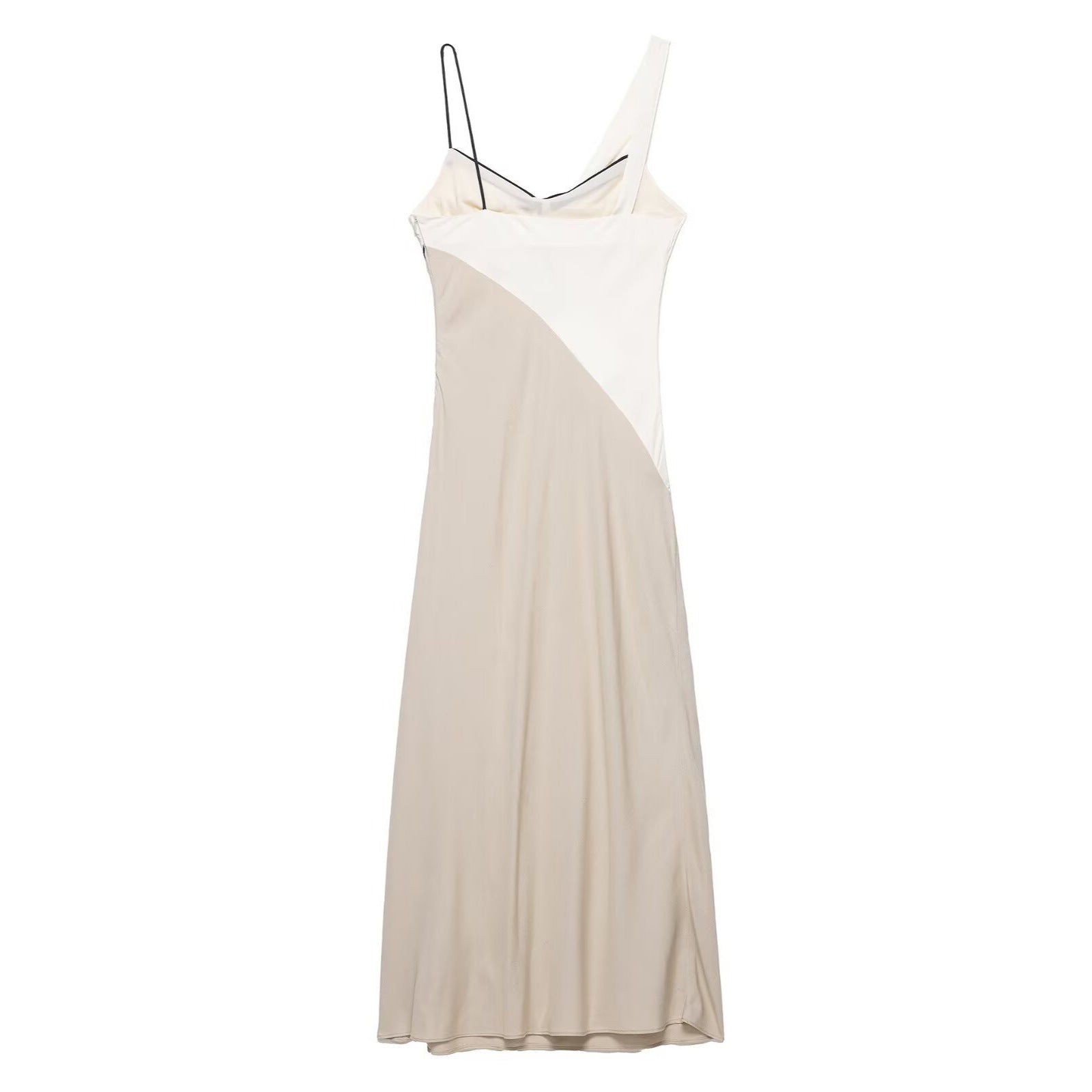 Swing collar camisole patchwork dress long skirt for women