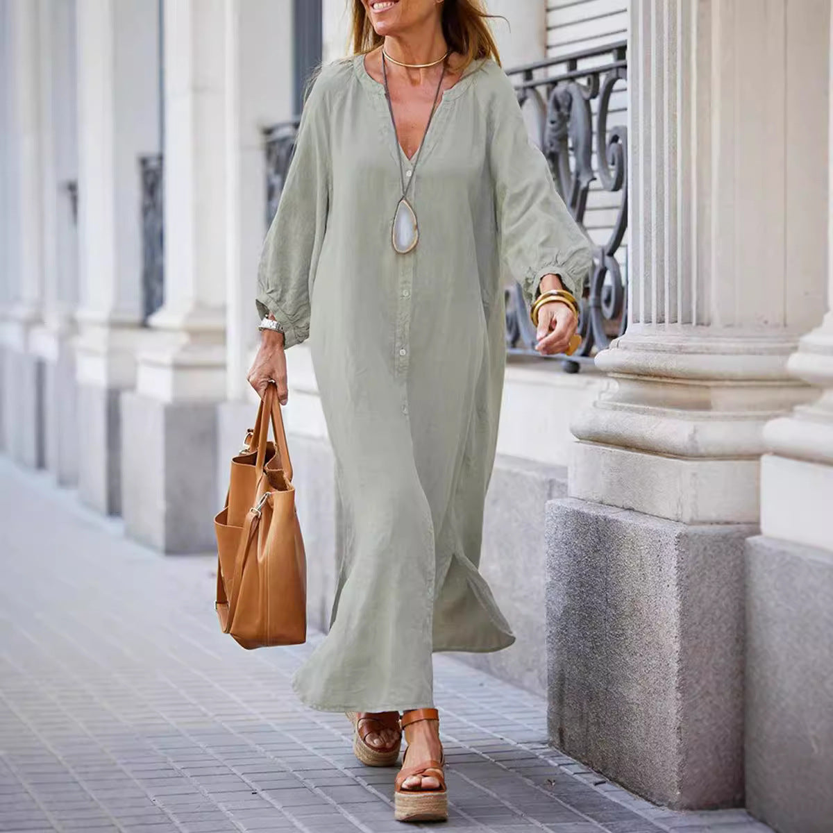 Long sleeved cardigan dress for women