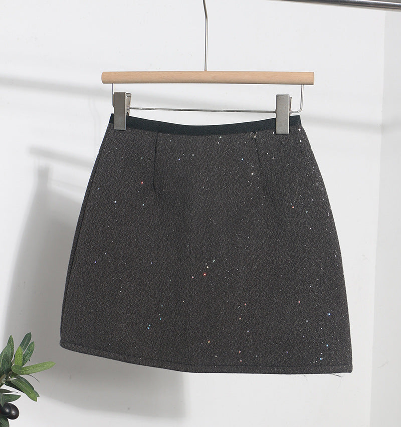 Glitter A-line short skirt for women