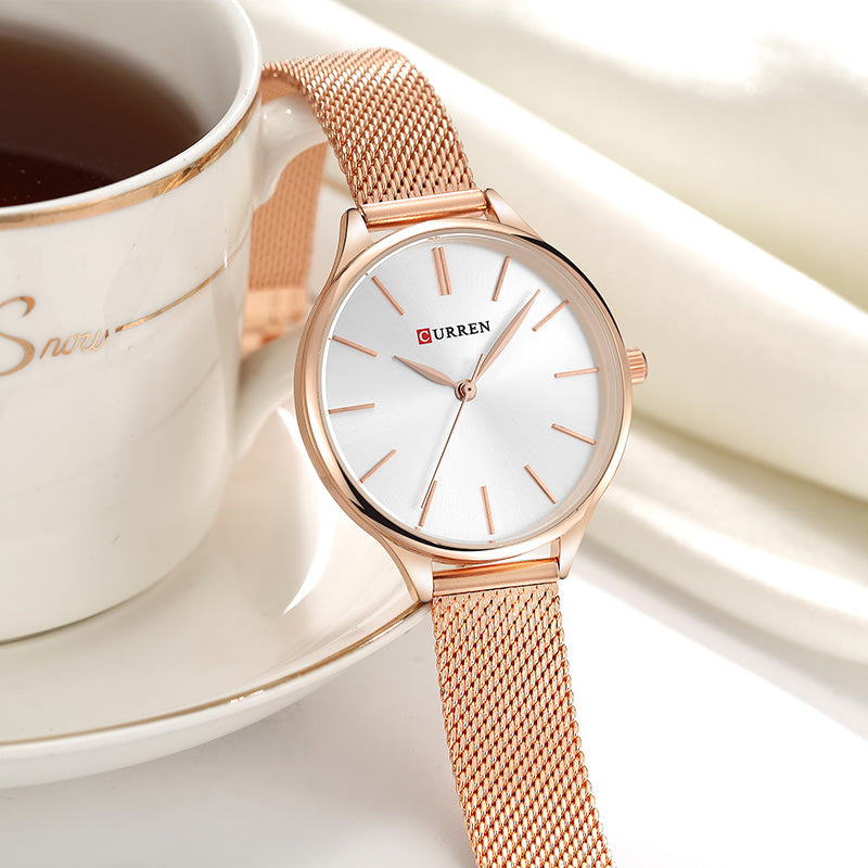 CURREN Women's Watches Luxury Wristwatch Clock for Women Milanese Steel Lady Rose Gold Ladies Watch