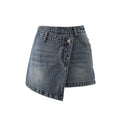 Spicy Girl Irregular Design Versatile Denim Skirt Women A-line Anti-peeking Short Skirt