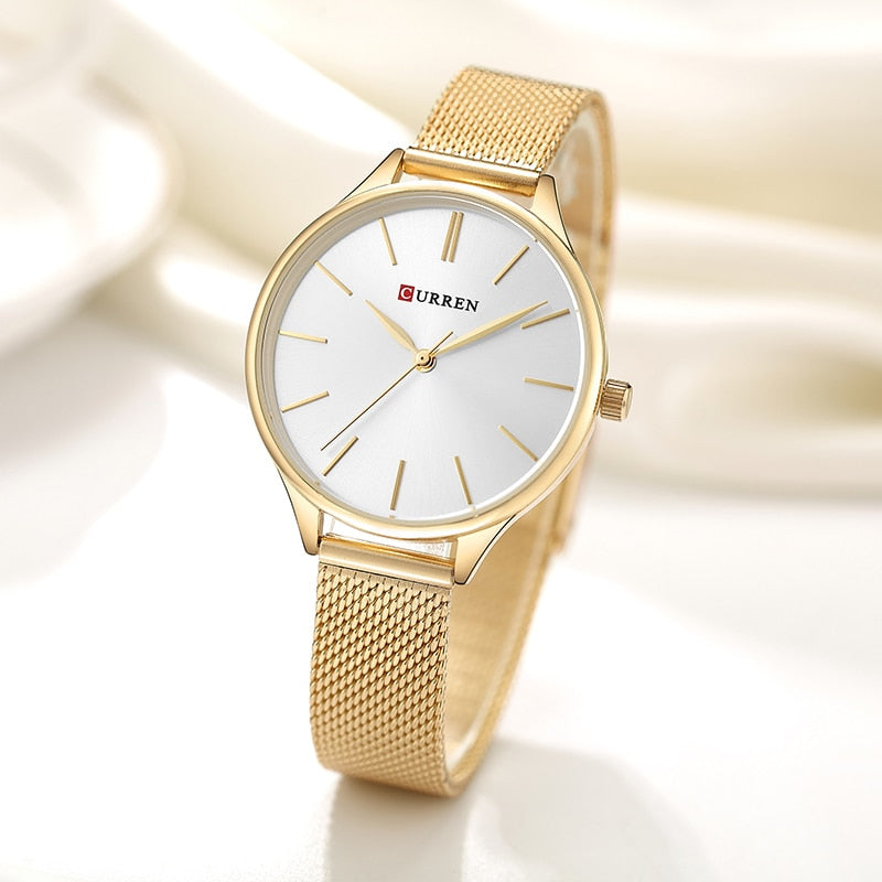 CURREN Women's Watches Luxury Wristwatch Clock for Women Milanese Steel Lady Rose Gold Ladies Watch